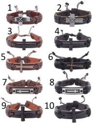  Fekete Műbőr (K100) (2) Kereszt Vallás Karkötő