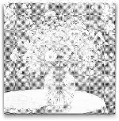  PontPöttyöző - Kék árnyalatú csokor Méret: 50x50cm, Keretezés: Műanyagtáblával, Szín: Piros