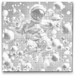  PontPöttyöző - Absztrakt űrhajós Méret: 50x50cm, Keretezés: Kartonlemezen, Szín: Kék