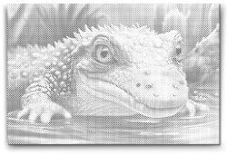  PontPöttyöző - Kis krokodil Méret: 40x60cm, Keretezés: Keret nélkül (csak a vászon), Szín: Zöld