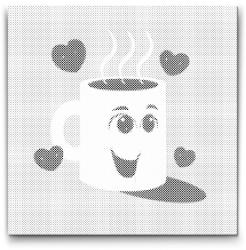  PontPöttyöző - Szeretet a kávé iránt Méret: 50x50cm, Keretezés: Keret nélkül (csak a vászon), Szín: Zöld