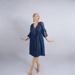 Ie traditionala Rochie din Denim cu broderie Safira
