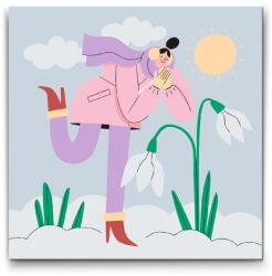  Festés számok szerint - Illusztráció - téli mókák Méret: 50x50cm, Keretezés: Műanyagtáblával