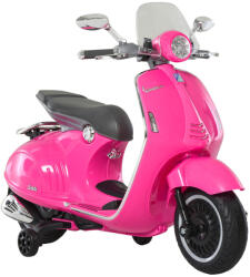 AOSOM Elektromos motor játékmotor 108x49x75 cm Vespa moped gyerekeknek fényszórókkal 3-6 év műbőr, fém, rózsaszín