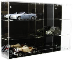 Rosa Modellautó vitrin, polc bemutató szekrény átlátszó akril 1: 18 méretarányú modellekhez 75x15, 4x50 cm fekete hátlappal