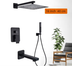 Dusche Fali zuhanyszett falba építhető falsík alatti csaptelep, esőztetős zuhanyfej 40 cm, kézi zuhanyfej, fix kádtöltő