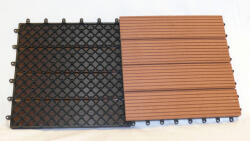 Woodlook WPC csempe padlólap kazettás parketta 30x30 cm Fahatású barna Merbau burkolat. Matt, csúszásmentes felület. Darab ár!