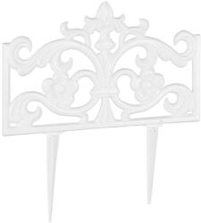 Relax Kerti dekor kerítés 37x36x2 cm öntöttvas díszes kerítéspanel fehér virágyágyás szegély leszúrható ágyásszegély