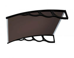 Silver Wing Miko Extra kinyúlású előtető 150x150 fekete keret bronz üregkamrás polikarbonát féltető H típusú kar például bejárati ajtó vagy ablakok fölé