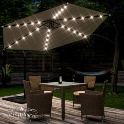 Debau Napernyő LED napelemes világítással Ø330 cm bézs szolár világítású napernyő