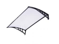 ZENN Előtető ZENN 150x100 cm fekete keret színtelen üregkamrás polikarbonát tetőlap B típusú kar ajtóvédő tető