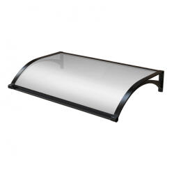 Silver Wing Miko Ereszes alumínium előtető eloxált fekete tartókar 150x100 cm, víztiszta tömör polikarbonát ( plexi ) borítással P típusú kar