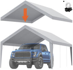 Atlana Kocsibeálló garázssátor tető 390x610 cm garázstető sátor, fedőponyva, vízálló és UV-védett szürke (csak tetőborítás, keret nem tartozék)