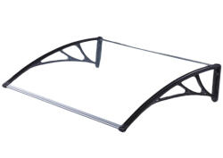 ZENN Védőtető polikarbonát 120x100 fekete keret áttetsző tető például bejárati ajtó vagy ablakok fölé C típusú kar