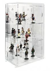Rosa Figura, ólomkatona, bábutartó vitrin átlátszó akril tükrös hátlappal állványokkal