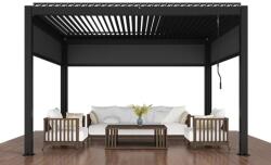 Sunflower Lamellás alumínium pergola 3x3 méter árnyékoló nyitható tetővel kerti pavilon antracit szín