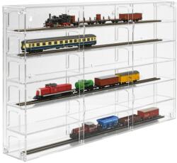 Rosa SZÁLLÍTÁS SÉRÜLT! Modellvasút vitrin, polc bemutató szekrény átlátszó akril H0 méretarányú modellekhez átlátszó hátlappal