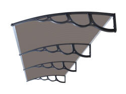 Silver Wing Miko A szokásosnál nagyobb kinyúlású előtető 300x150 fekete keret bronz üregkamrás polikarbonát féltető H típusú kar például bejárati ajtó vagy ablakok fölé