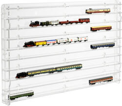 Rosa Modellvasút vitrin, polc bemutató szekrény átlátszó akril N méretarányú modellekhez átlátszó hátlappal