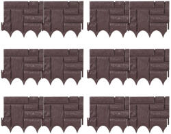 Relax Kerti dekor kerítés 22x26 cm műanyag kőhatású kerítéspanel barna virágyágyás szegély leszúrható ágyásszegély