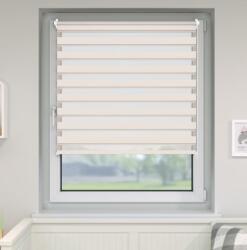 Jago 100x160 dupla roló sávos roló függöny bézs zebracsíkos ablak árnyékoló enyhén fényáteresztő. 90x150-es ablakhoz is jó, de a hossza állítható illetve teljesen fel is tekerhető