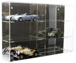 Rosa Modellautó vitrin, polc bemutató szekrény átlátszó akril 1: 18 méretarányú modellekhez 75x15, 4x50 cm tükrös hátlappal