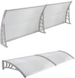 CELLOX Előtető CELLOX polikarbonát 200x100 Két méter széles féltető szürke keret áttetsző üregkamrás tetőlap. Szállítás könnyített csomagolás