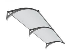 Silver Wing Miko Előtető különleges beépített LED világítású mozgásérzékelős esővédő tető 200x100 cm szürke keret füstös szürke tömör polikarbonát (plexi) tetőlap