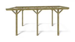Atlana Kocsibeálló pergola 304x512 cm fenyőfa 15, 56 m2 szabadon álló impregnált autóbeálló tető nélkül