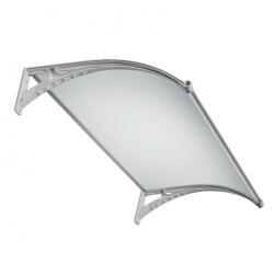 Silver Wing Miko Előtető különleges beépített LED világítású mozgásérzékelős esővédő tető 150x100 cm szürke keret füstös szürke tömör polikarbonát (plexi) tetőlap