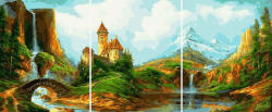 iPicasso Set 3 picturi pe numere, cu sasiu, Taramul povestilor, 50x120 cm (PC34050026)