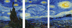 iPicasso Set 3 picturi pe numere, cu sasiu, Noapte instelata - van Gogh, 50x120cm (PC34050009)