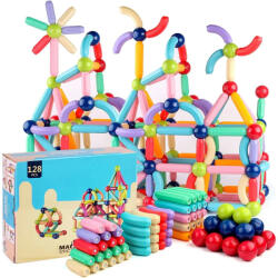  Set magnetic de construit MAGNETIC STICKS 128 de piese STEM (102783)