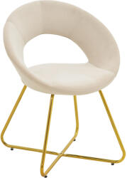 FDY Scaun Bucatarie/Dining Vanilla Catifea Bej Cadru Metalic Auriu