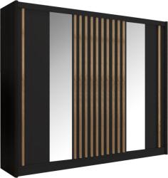  Dulap cu uşi glisante negru/stejar LADDER 250x215 cm (0000384990) Garderoba