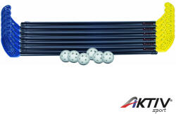 Aktivsport Floorball készlet műanyag 95/106 cm 2x6 ütő 6 labda (3012-003)