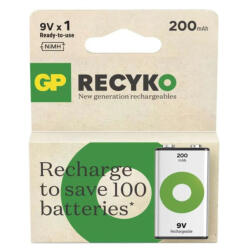 GP Batteries RECYKO 9V akkumulátor 200mAh NiMH 1db/bliszter B2152 (B2152)