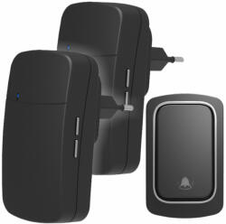 OMU system WBKK02-1A2VB Vezeték és elem nélküli csengő 1 adó - kinetic kapcsoló 2 vevő fekete (WBKK02-1A2VB)
