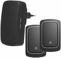 OMU system WBKK02-2A1VB Vezeték és elem nélküli csengő 2 adó - kinetic kapcsoló 1 vevő fekete (WBKK02-2A1VB)