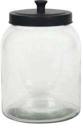 Gastro Üveg élelmiszer-tároló, fekete fém fedéllel, űrtartalom: 1, 60 liter, magasság: 150 mm, átmérő: 160 mm