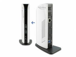Delock Docking Station Dual HDMI Full-HD, USB 3.2, LAN , Audio, Alb-Negru (87771)