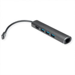 VALUE Docking station USB-C la HDMI, 3 x USB-A, 1 x Gigabit, Value 12.99. 1043 (12.99.1043-5)