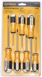 Somogyi Elektronic WORKSITE WT1606 csavarhúzó készlet, 7db, lapos és Phillips csillag fejek, mágneses, edzett