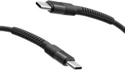 mobilNET Fonott kábel 2x Type-C 60W 2M 3A, fekete (KAB-0239-TYP-TYPEC)