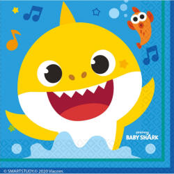 Amscan Baby Shark Music Szalvéta 16 db-os 33x33 cm