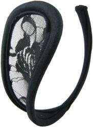 SuperLove Invisible Strapless C String Transparent Floral Lace Black