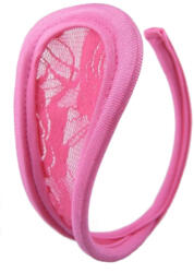 SuperLove Invisible Strapless C String Transparent Floral Lace Pink