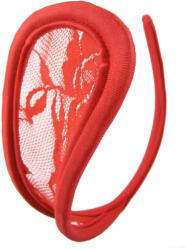 SuperLove Invisible Strapless C String Transparent Floral Lace Red