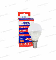 OMU Lighting LB LED izzó E14 kisgömb G45 4.9W 470lm 3000K meleg fehér 2 év garancia LBE14G454.947030 (LBE14G454.94703000)