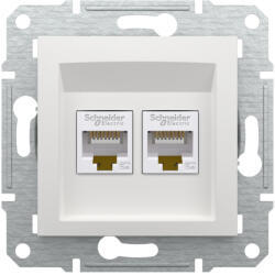 Schneider Electric Schneider EPH4470121 ASFORA 2xRJ45 Cat5e UTP aljzat, fehér keret nélkül (EPH4470121)